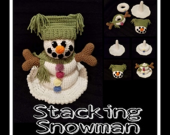 STACKING SNOWMAN - Ring Toy - pdf pattern