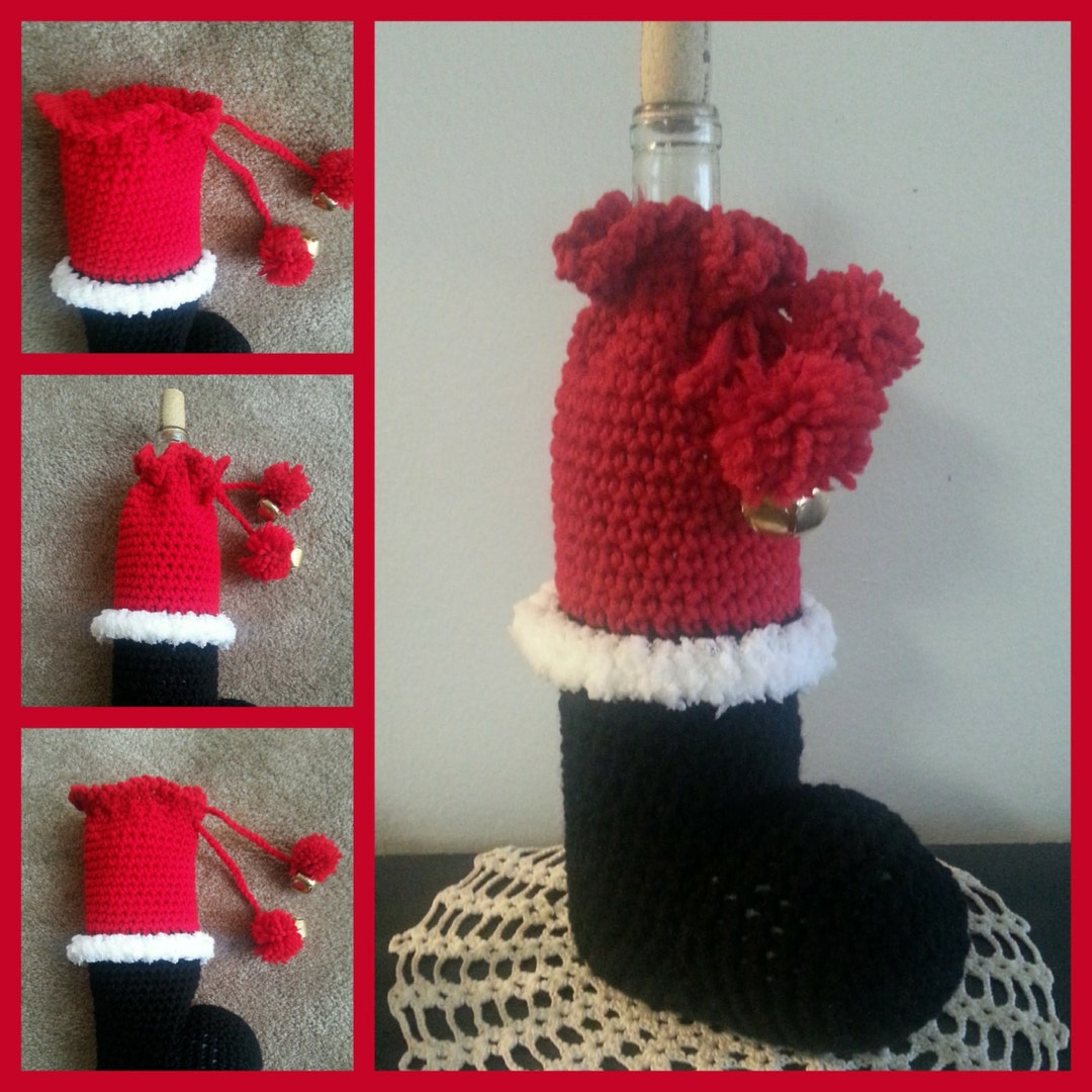 Pattern Only SANTA BOOT Wine Bottle Cozy Etsy