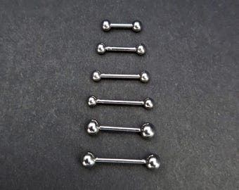 Barra piercing dritta da 1,2 mm (16 g) / Filettata internamente / Sopracciglio, orecchio, trago / Micro barbell in acciaio / Lunghezze da 6 mm a 12 mm