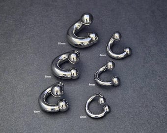 Large Steel Heavy Gauge Horseshoe Twist Piercing Bar | Curved Barbell | Internally Threaded Spiral | PA | Earring 3mm (8g) to 10mm (00g)