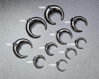 Black Steel Crescent Tapers | Pincher | Bull Taper | Septum & Ear Gauging | | 1.6mm - 10mm includes 7mm