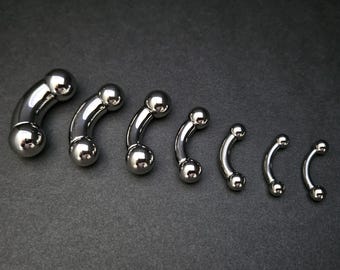 Curved Steel Piercing Bar | Internally Threaded | Large Gauge Barbell | Prince Albert | 2mm (12g) - 10mm (00g) | 10mm - 19mm Lengths
