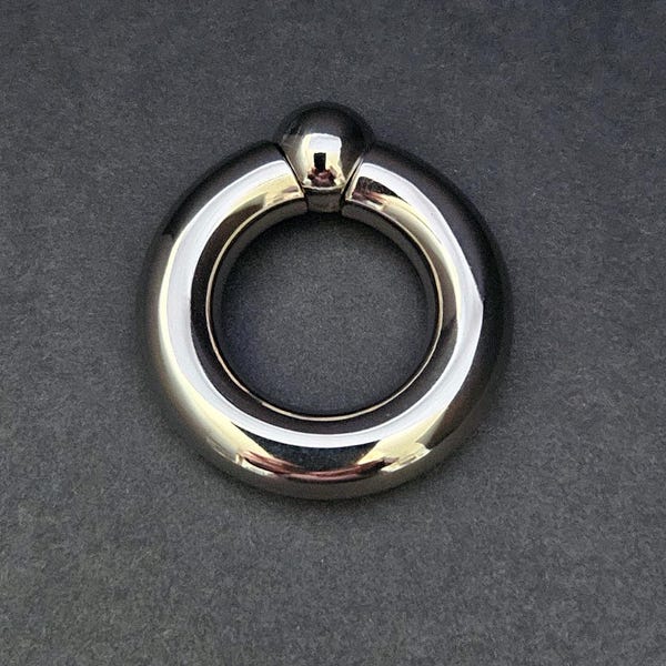 9mm Prince Albert Piercing Ring Heavy Steel Gauge Easy Fit BCR with Screw in Ball. 22mm Diameter and 12mm Ball