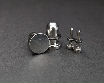 Alargadores de furo único em titânio | Alargadores de orelha | Piercing no lóbulo | 1,6 mm (14g) - 10 mm (00g)