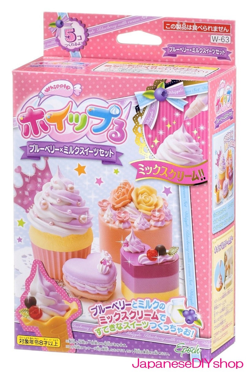 Japanese DIY Whipple Blueberry /& Milk Sweets Set Fake Sweets Key Chain Making Kit