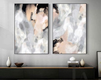 Extra Large Canvas Prints, Neutral Paintings, Modern Abstract Wall Art Set, Earth Color Home Decor