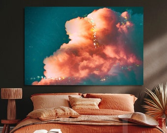 Abstract Cloud Art Print, Boho Style Canvas, 72'' Wall Decor, Trendy Home Art, 'Bohemian Rhapsody' by Julia Apostolova