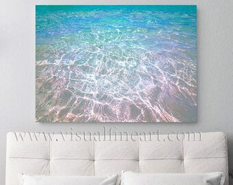 Tropical Waters - Large Aqua Wall Art, Spa Art, Aerial Beach Print, Ocean Abstract, Coastal Decor, Turquoise Wall Art, Bathroom Livingroom
