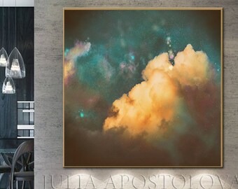 Buy Dark Teal Wall Art, Cloud Painting Print, Minimalist Canvas Art for Scandinavian  Modern Decor, Clouds Painting, Trending Art, Ink Art Print Online in India  