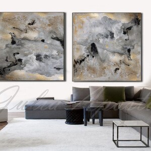 Luxury Art, Gold Leaf Paintings, Gray Gold Wall Art, Huge Wall Art, Luxury Interior, Framed Canvas Large Art 'Milky Way' by Julia Apostolova image 3