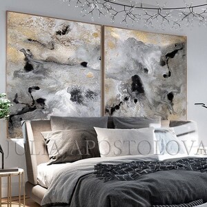 Luxury Art, Gold Leaf Paintings, Gray Gold Wall Art, Huge Wall Art, Luxury Interior, Framed Canvas Large Art 'Milky Way' by Julia Apostolova image 6