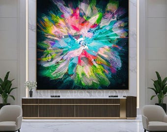 Abstract Colorful Print, Oversized Eclectic Wall Art for Living room, Office or Hotel Decor