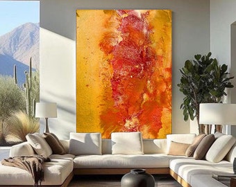 Yellow and Orange Abstract Art, Modern Painting, Large Print, Bright Wall Art Orange Painting, Vibrant Colorful art canvas, Contemporary art