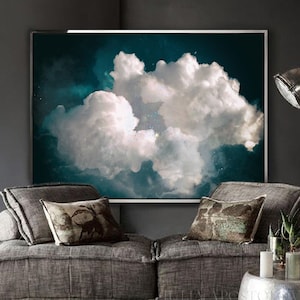 Fluffy Clouds, CLOUD PAINTING, Extra Large Cloud Print, Modern Canvas Art, Abstract Clouds, Large Cloud Wall Art Decor by Julia Apostolova