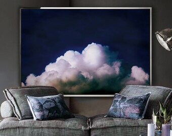 Indigo Wall Art, Abstract Cloud Painting, Large Canvas Art Trendy Decor, Large Cloud Wall Art Original Painting, Office Decor, Gift for Him