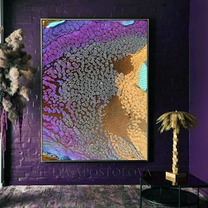 Canvas Wall Art Abstract Print Purple Painting Gold Abstract Huge Wall Art Modern Painting Abstract Canvas Purple Large Home Decor image 1