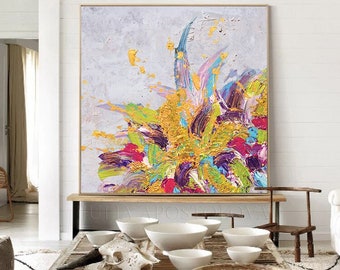 Floral abstract art Botanical floral painting, Large canvas art Elegant romantic painting by Julia Apostolova, Spring floral wall art decor