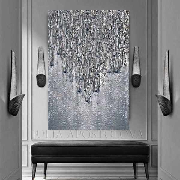 Silver Abstract Art Etsy