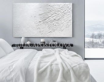 White Wabi Sabi Wall Art - Minimalist 3D Rich Textured Painting, Japandi Style Relief Artwork, Embracing the Silence