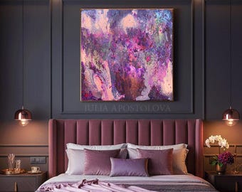 Art, ABSTRACT Print PURPLE PAINTING, Large Wall Art Decor, Pink, Landscape Abstract, Modern Wall Art, Purple Home Decor by Julia Apostolova