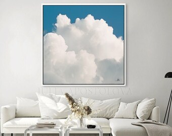 Blue White Art, Cloud Painting, Cloud Print on Canvas, Art Gift For Him, Trend Wall Decor for Bedroom, Kids room Living room decor, by Julia