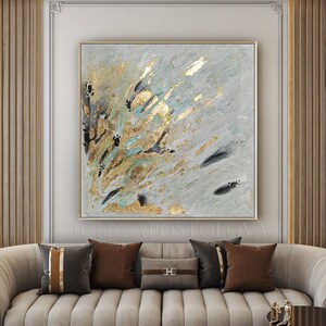 Extra Large Textured Gold Leaf Wall Art, Original Luxury Abstract ...