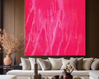 Minimalist Pink Wall Art, Abstract Canvas Painting - ''Only Love'' by Julia Apostolova, Unique Gift for Her, Modern Home Decor