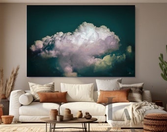 80'' CLOUD PAINTING Aesthetic Clouds Wall Art Minimalist Art Original Print Abstract Cloud Canvas Large Wall Art for Trend Decor by Julia