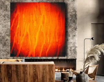 Abstract Orange Art, Huge Abstract Painting, Print, Abstract Orange Painting, Minimalist Painting, Bold Large Wall Art, Orange Home Decor