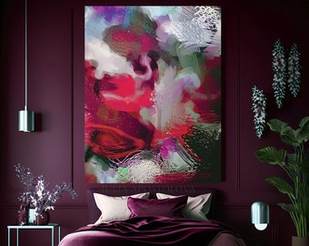 Art Print, Abstract Painting, Large Canvas Art, Floral Painting Print, Modern Wall Art, Living room Viva Magenta Wall Art Decor