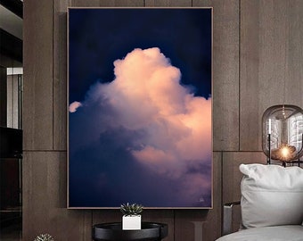 Dreamy Cloud Painting, XL Abstract Art for Stylish Home Decor, Unique Cloud Canvas Print by Julia Apostolova, Trend Gift for Him and office