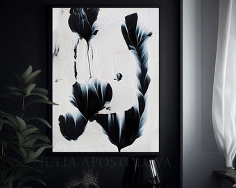 Texture Black White Art Painting on Canvas Extra Large Minimalist Art for Office or Livingroom Black White Wall Art Decor by JuliaApostolova