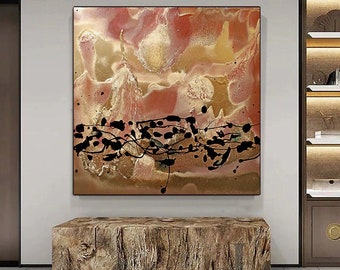 Luxurious Gold Copper Painting | Wabi Sabi | Large Abstract Art for Modern Home Decor