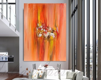 Orange Wall Art Abstract Painting on Canvas for Contemporary or Boho Decor and Modern Homes Large Orange Minimalist Art by Julia Apostolova