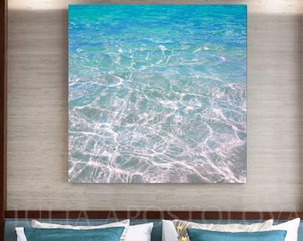 Tropical Waters, Turquoise Blue Print, Relaxing Wall Art, Abstract Painting, Transparent Waters, Fine Art Photography, Large Zen Canvas Art