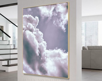 Ethereal Purple Cloud Art - Lilac Abstract Painting - XL Wall Decor - Lavender Minimalist Canvas up to 80'' by Julia Apostolova