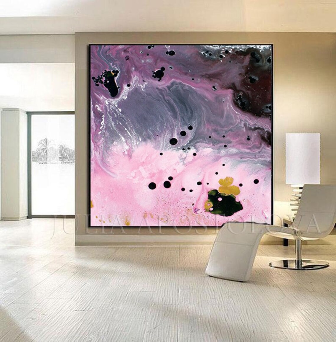 Blush Pink Abstract Art Watercolor Painting Large Art Canvas Etsy