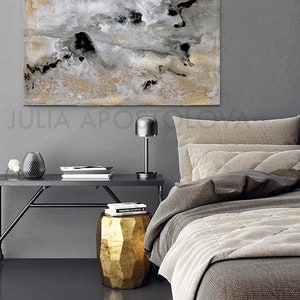 Large Wall Art Abstract GOLD LEAF PAINTING Neutral Wall Art Canvas Gold Leaf Luxury Decor Julia Apostolova image 8