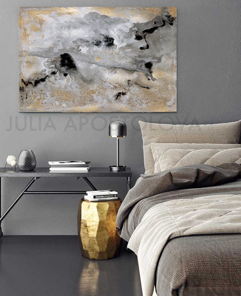 Large Wall Art Abstract GOLD LEAF PAINTING Neutral Wall Art Canvas Gold Leaf Luxury Decor Julia Apostolova image 8