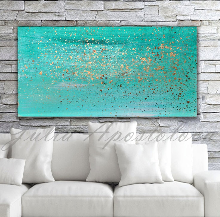 Turquoise Painting Minimalist Canvas 