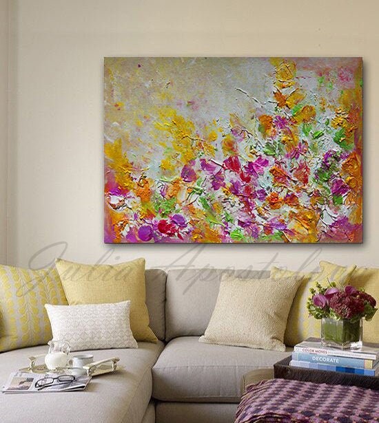 Large Wall Art Floral Abstract Painting Print Colorful Art | Etsy