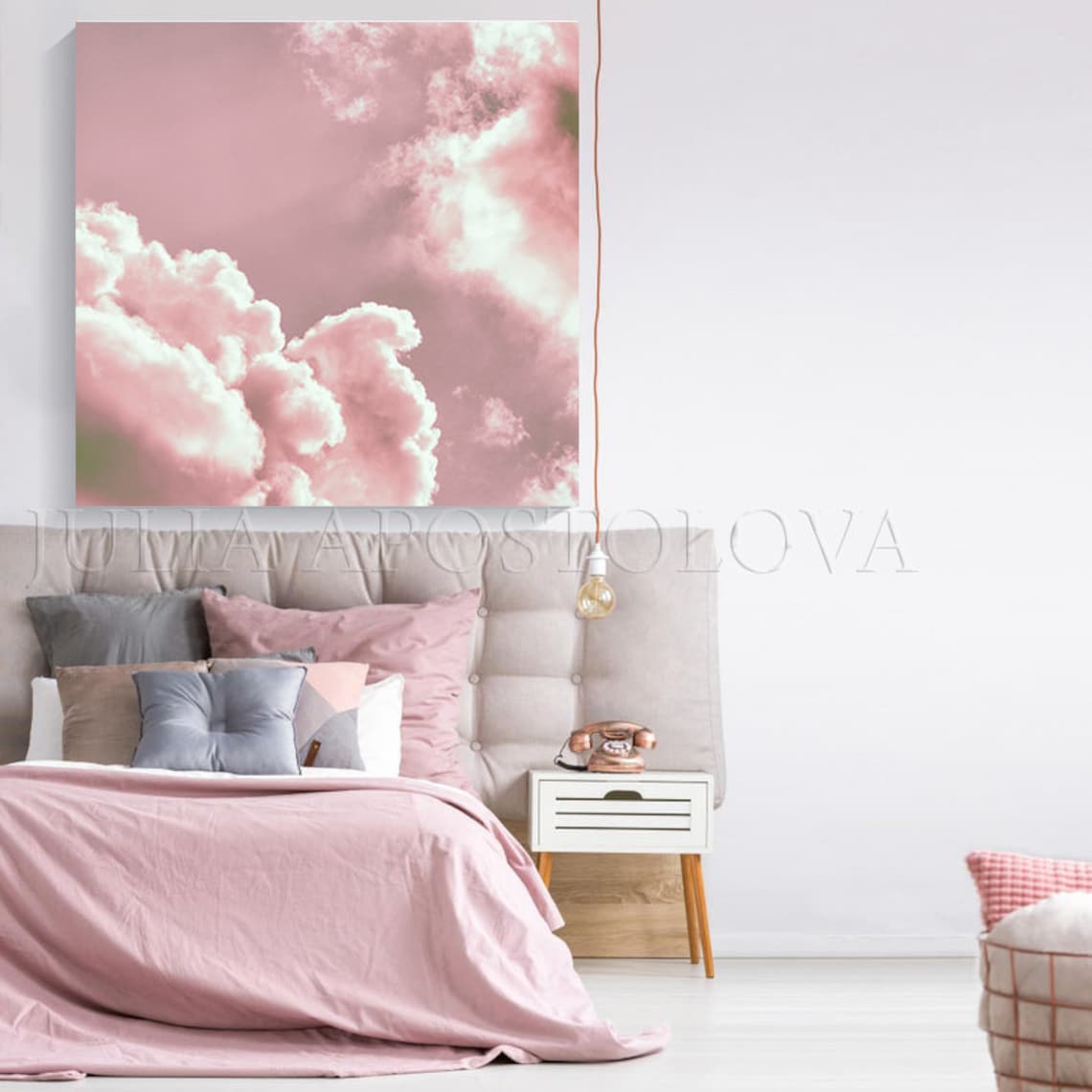 Pink Cloud Wall Art Large Cloud Paintings Dreamy Wall Art Etsy
