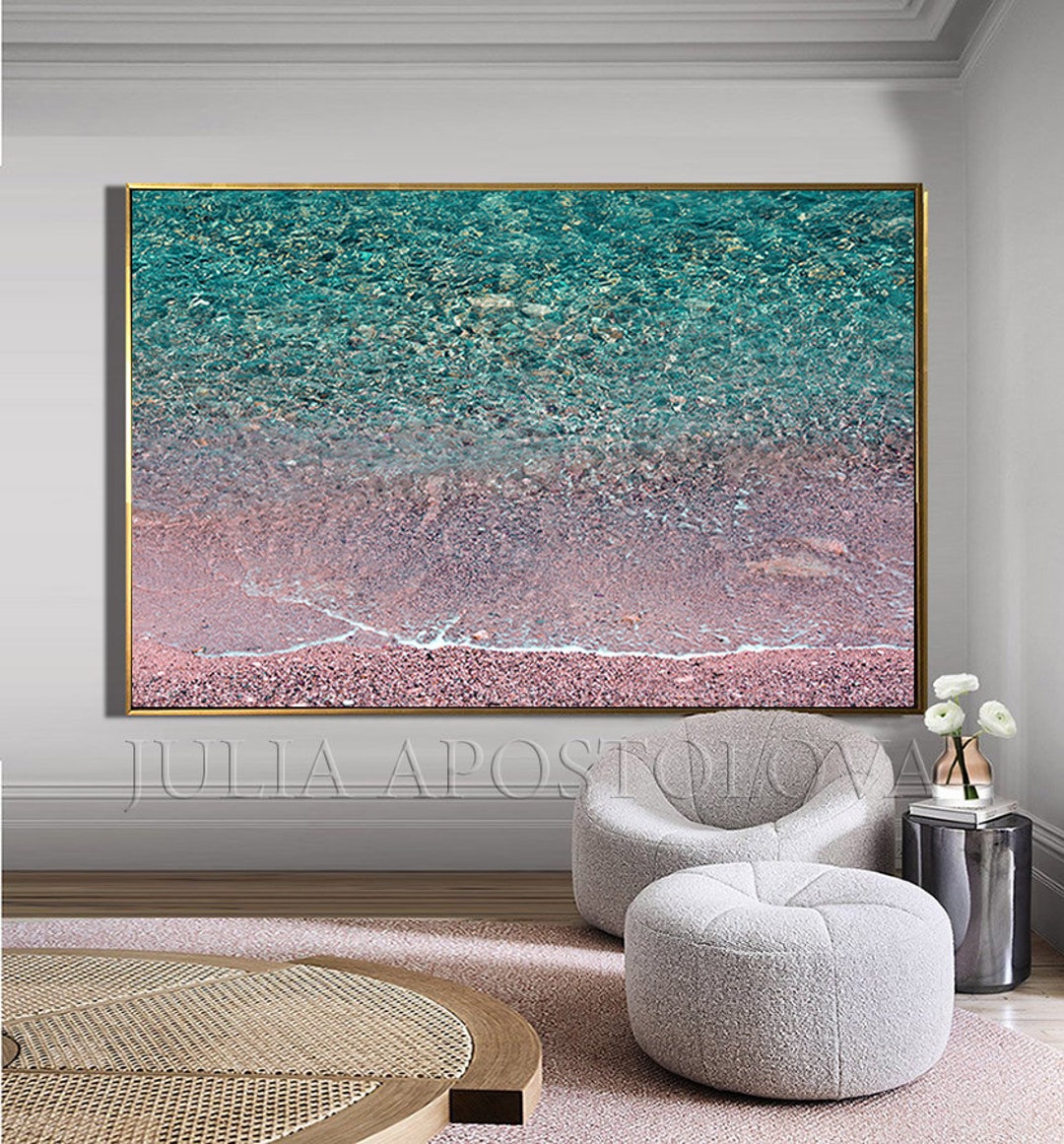 Extra Large Relaxing Wall Art Beach Canvas With Turquoise - Etsy