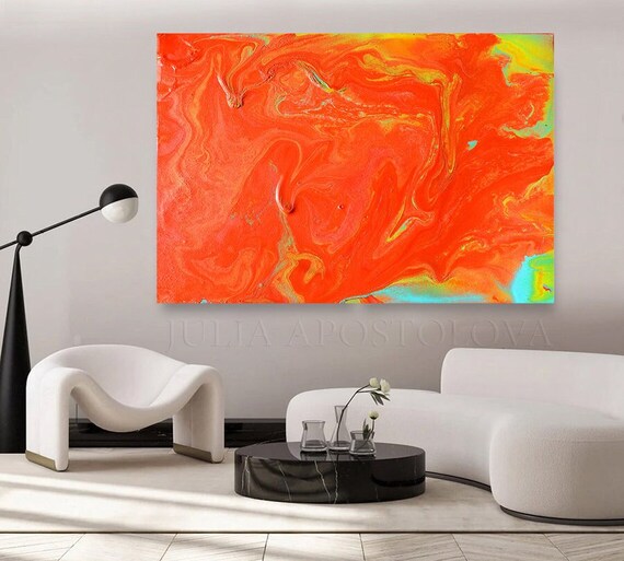 Fire and Water - Artistic Abstract Painting With the Texture of Paint Blots