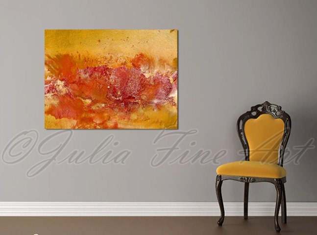 Abstract Print, Yellow Orange Gold Modern Wall Decor, Canvas Painting ...