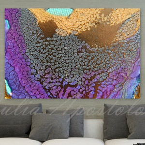 Canvas Wall Art Abstract Print Purple Painting Gold Abstract Huge Wall Art Modern Painting Abstract Canvas Purple Large Home Decor image 9