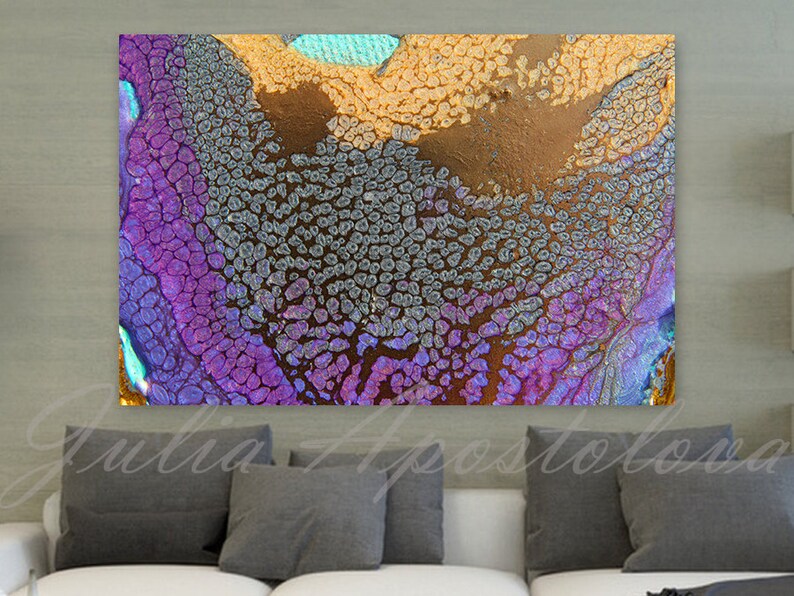 Canvas Wall Art Abstract Print Purple Painting Gold Abstract Huge Wall Art Modern Painting Abstract Canvas Purple Large Home Decor image 9