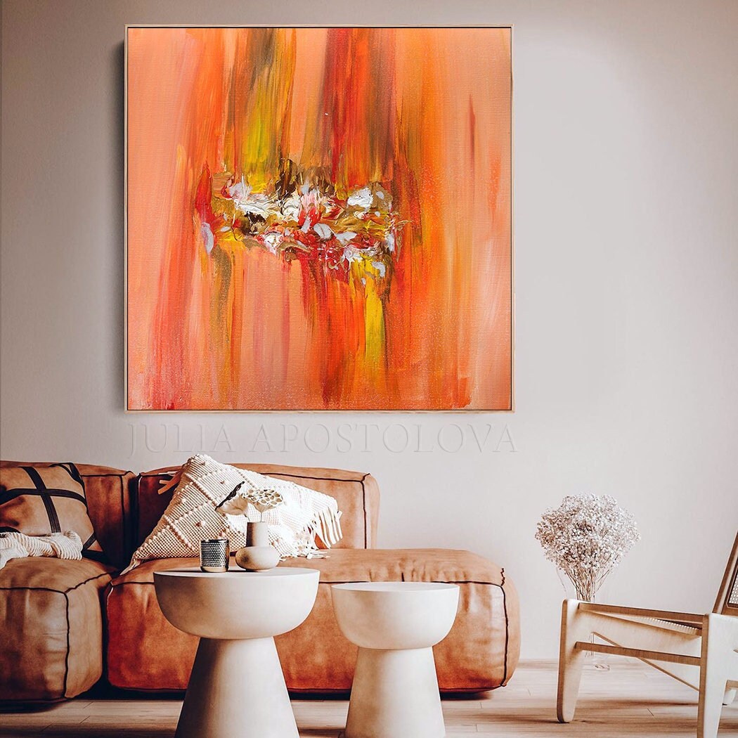 Red and Orange Leaves Forest, Forest Art, Orange Autumn Tree