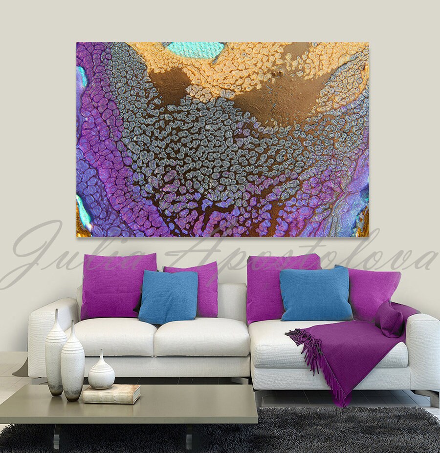 Canvas Wall Art Abstract Print Purple Gold Abstract | Etsy