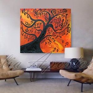 Music Painting Abstract Music Wall Art Musical Notes Musical Tree Modern Canvas Gift for Musician Large Wall Art Print Music Gift for Him image 4